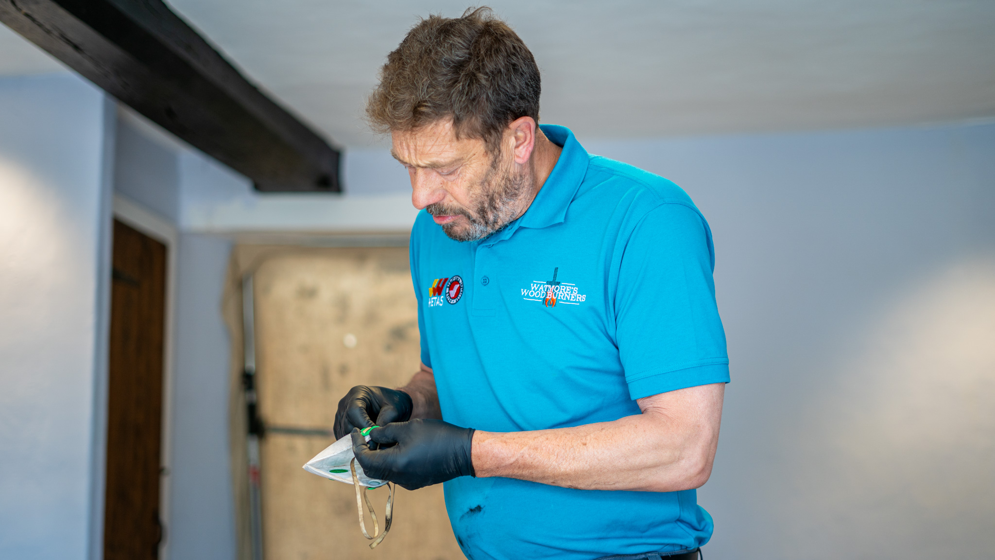 Watmore's Woodburners HETAS registered engineer preparing for a woodburner installation in Norfolk